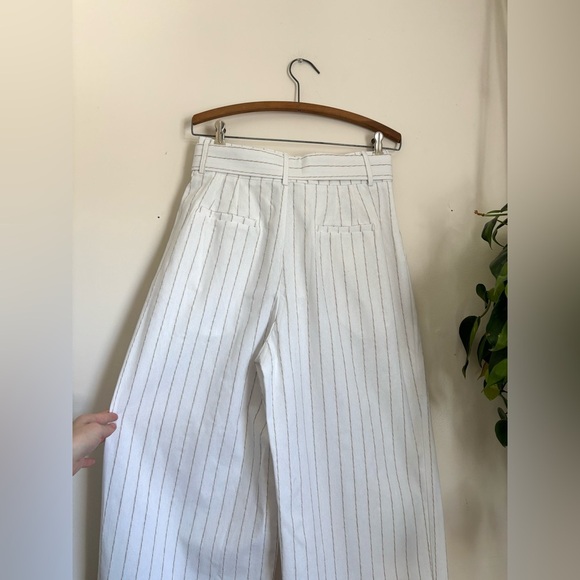 Lulus Essential Aura Ivory and Beige Striped Wide Leg Linen Pants - Picture 6 of 8